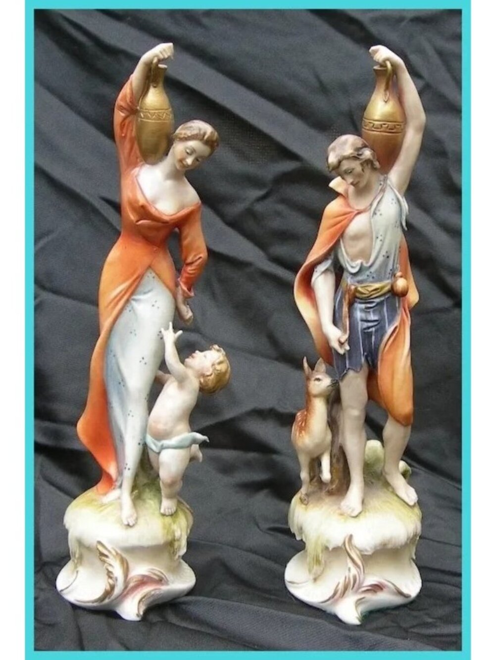 Antonio Borsato Italian Porcelain Figurine Pair - Aphrodite & Dionysios